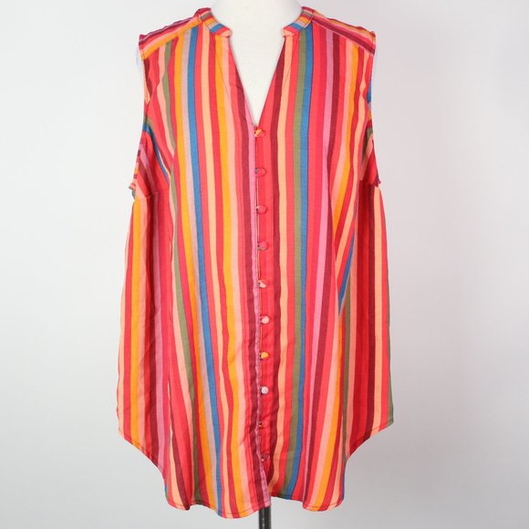 torrid Tops - Torrid Womens 1X Colorful Gauze Striped Harper Sleeveless Blouse Top